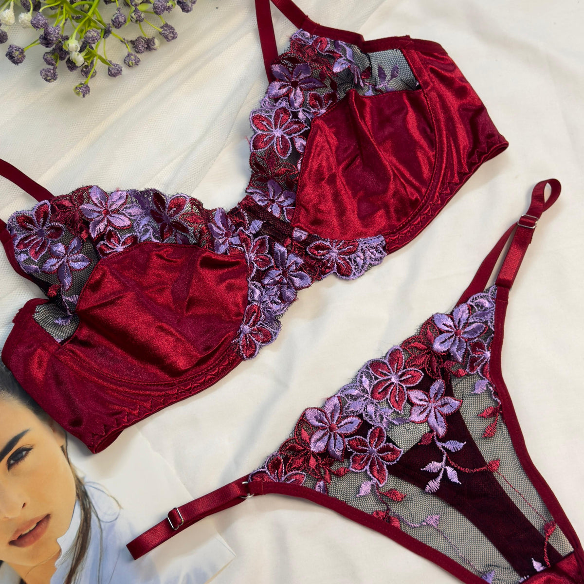 Silk Net Bra Set