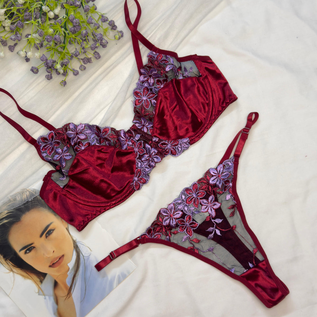 Silk Net Bra Set