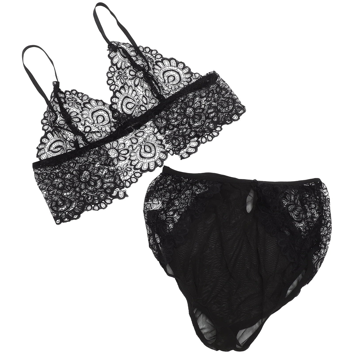Underwire Lingerie for Women Lace Mesh Transparent Jumpsuit Set  505826