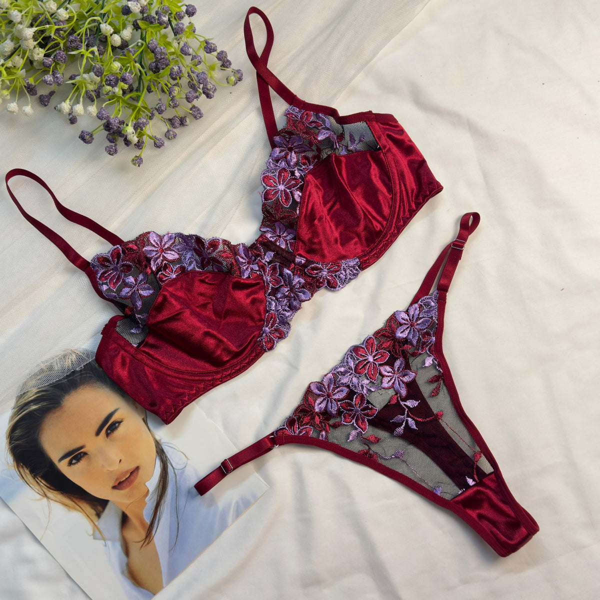 Silk Net Bra Set