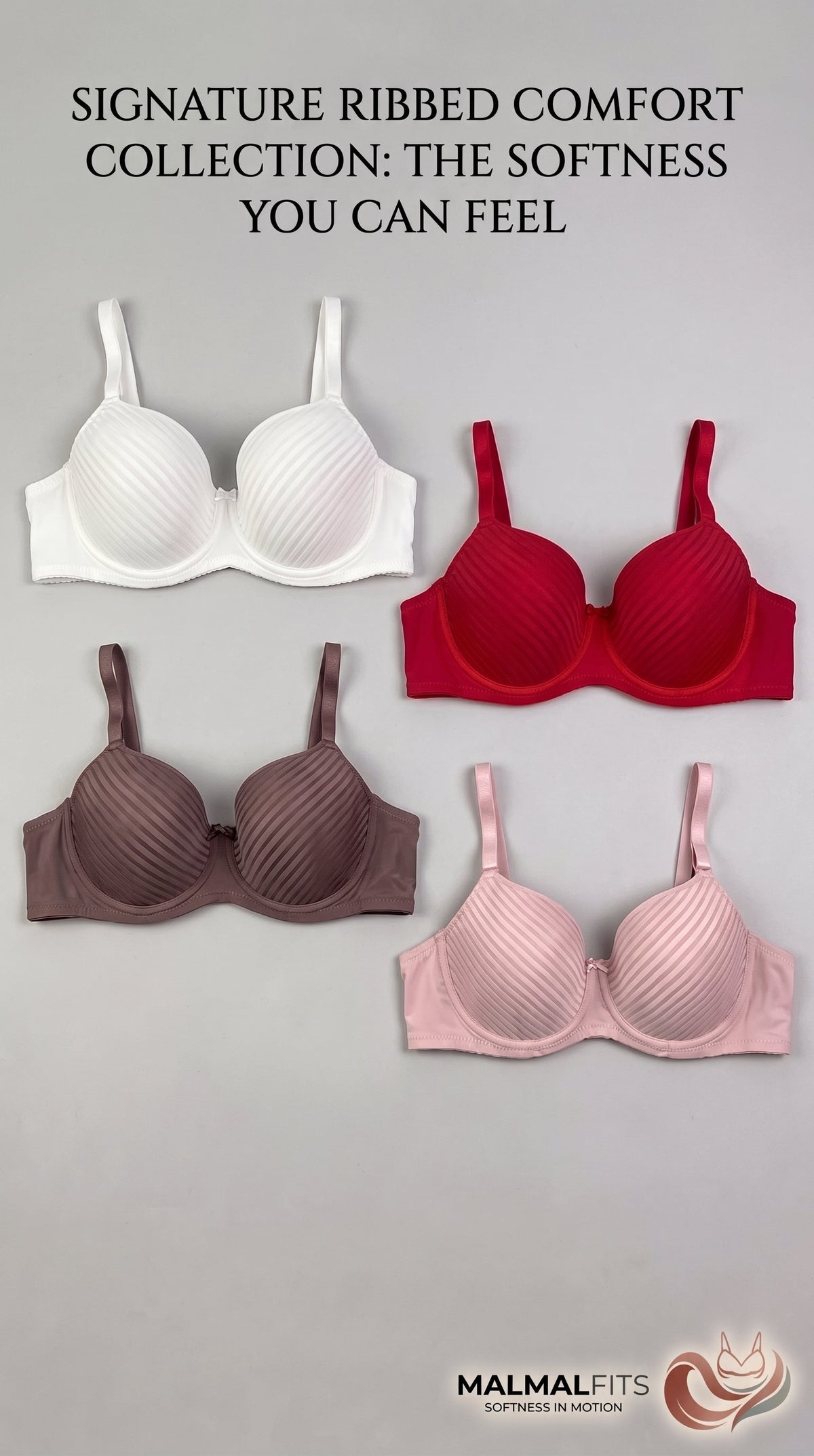 MALMALFITS ULTRA-COMFORT PINSTRIPE FULL CUP BRA