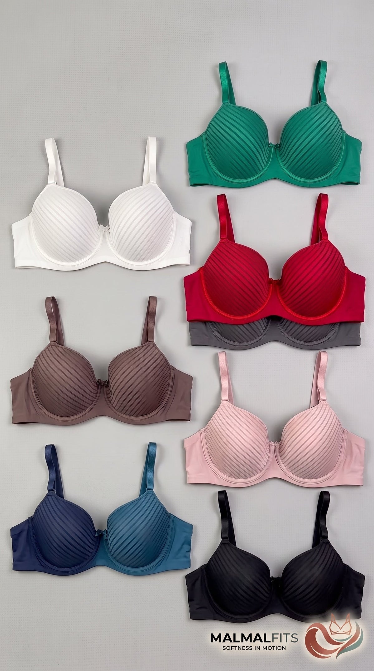 MALMALFITS ULTRA-COMFORT PINSTRIPE FULL CUP BRA