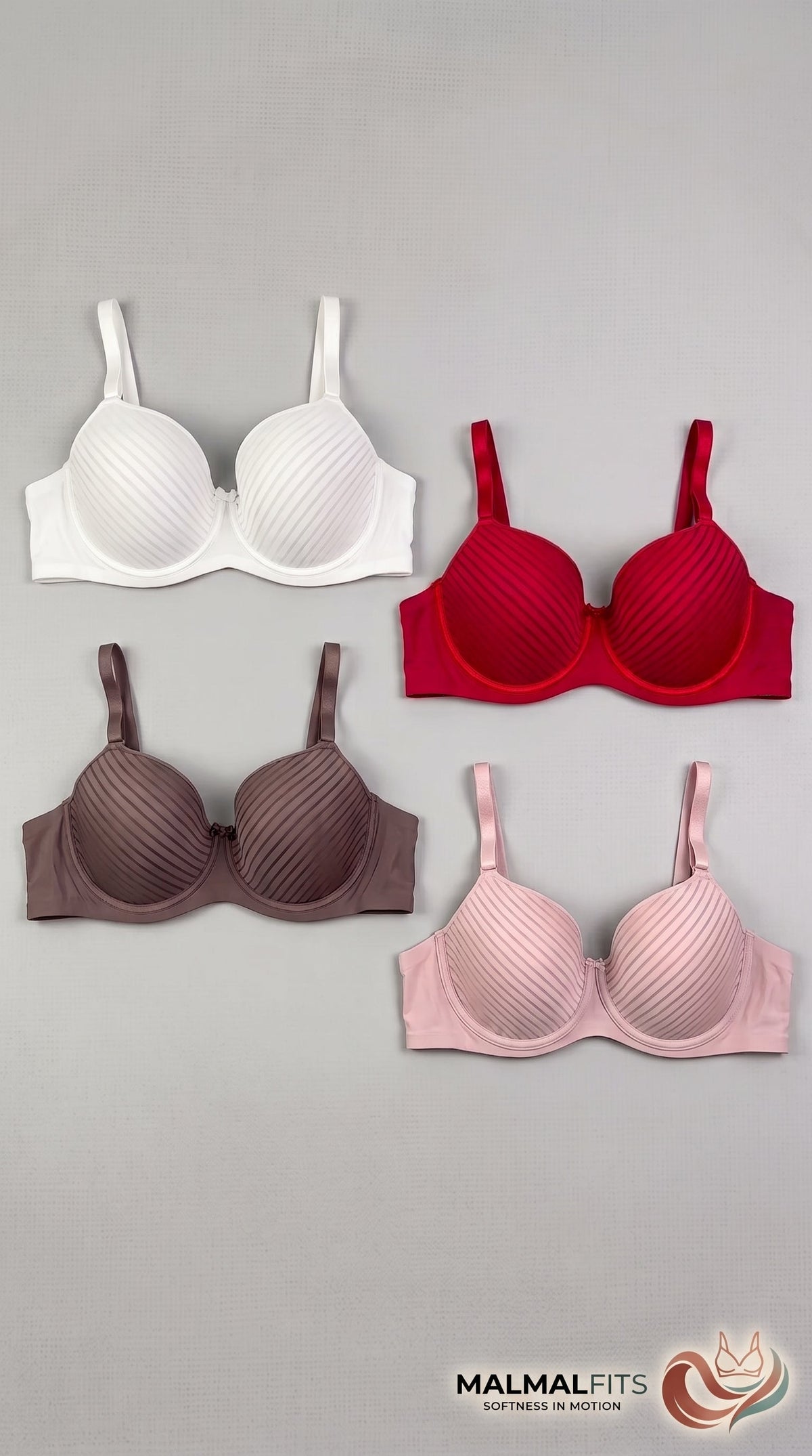 MALMALFITS ULTRA-COMFORT PINSTRIPE FULL CUP BRA
