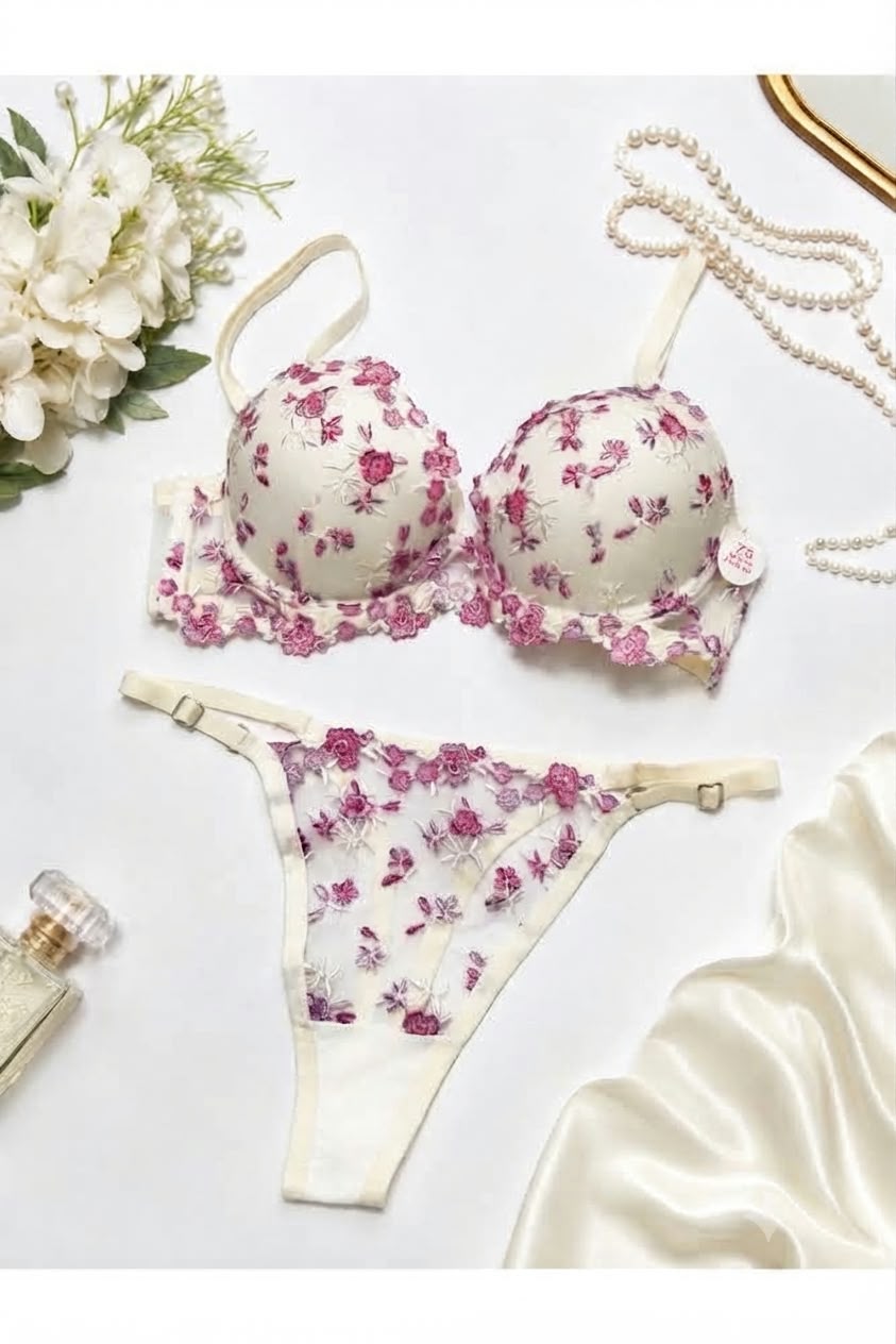 Floral Pushup Bra Set.