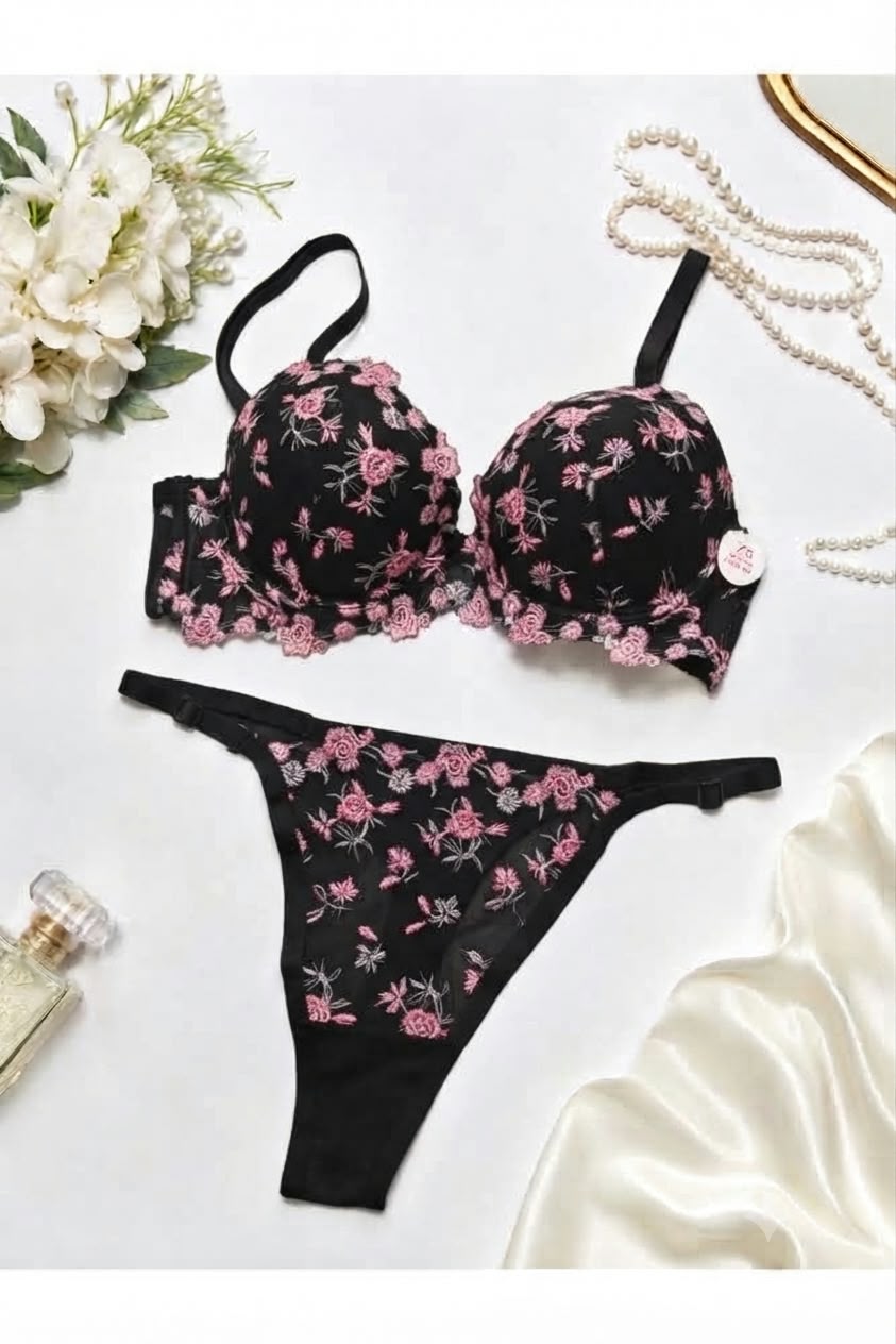 Floral Pushup Bra Set.