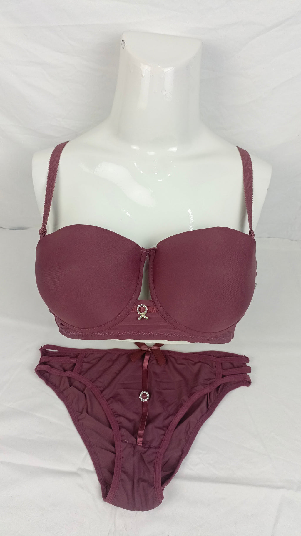 Stylish Dusty Plum Double Padded Bra With Matching Panty